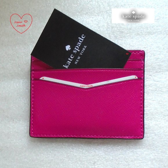 ♠️ Kate Spade ♠️ Deep Hibiscus Staci Small Slim Card Holder - Picture 3 of 8